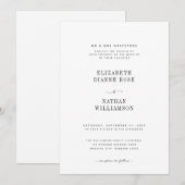 Minimalistische Schwarz-Weiß-Hochzeit Einladung (Vorne/Hinten)