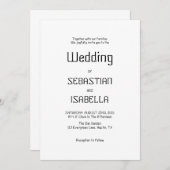 Minimalistische Schwarz-Weiß-Hochzeit Einladung (Vorne/Hinten)