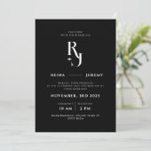 Minimalistische Schwarz-Weiß-Hochzeit Einladung (Stehend Vorderseite)