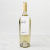 Minimalistische Schwarz-Weiß-Hochzeit Flaschenanhänger (Auf Flasche)