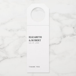 Minimalistische Schwarz-Weiß-Hochzeit Flaschenanhänger