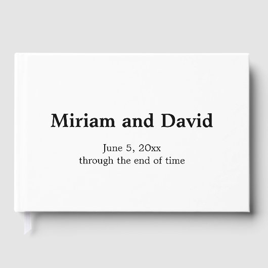 Minimalistische Schwarz-Weiß-Hochzeit Gästebuch (Vorderseite)