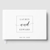 Minimalistische Schwarz-Weiß-Hochzeit Gästebuch (Vorderseite)