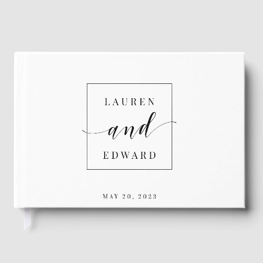 Minimalistische Schwarz-Weiß-Hochzeit Gästebuch (Vorderseite)