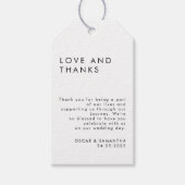 Minimalistische Schwarz-Weiß-Hochzeit Geschenkanhänger (Vorderseite)