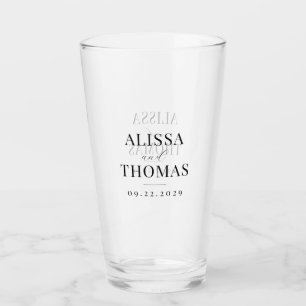 Minimalistische Schwarz-Weiß-Hochzeit Glas