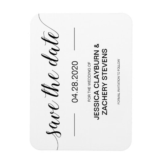 Minimalistische Schwarz-Weiß-Hochzeit Magnet (Vertikal)