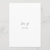 Minimalistische Schwarz-Weiß-Hochzeit Menükarte (Rückseite)