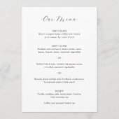 Minimalistische Schwarz-Weiß-Hochzeit Menükarte (Vorderseite)