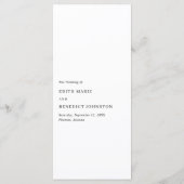 Minimalistische Schwarz-Weiß-Hochzeit Menükarte (Rückseite)