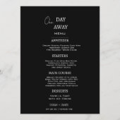 Minimalistische Schwarz/Weiß-Hochzeit Menükarte (Vorderseite)