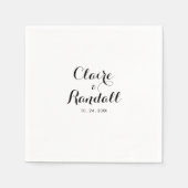 Minimalistische Schwarz-Weiß-Hochzeit Napkins Serviette (Vorderseite)