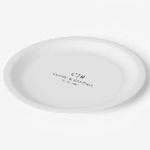 Minimalistische Schwarz-Weiß-Hochzeit Pappteller (Schrägansicht)