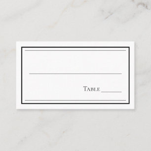 Minimalistische Schwarz-Weiß-Hochzeit Platzkarte