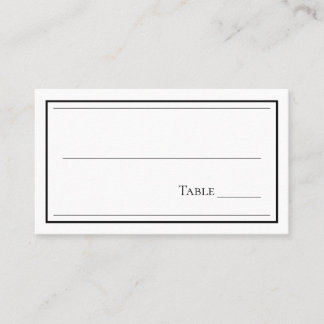 Minimalistische Schwarz-Weiß-Hochzeit Platzkarte