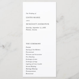 Minimalistische Schwarz-Weiß-Hochzeit Programm