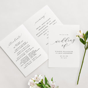 Minimalistische Schwarz-Weiß-Hochzeit Programm