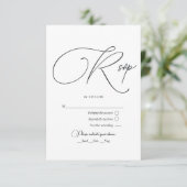 Minimalistische Schwarz-Weiß-Hochzeit RSVP Karte (Stehend Vorderseite)
