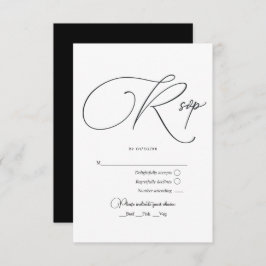 Minimalistische Schwarz-Weiß-Hochzeit RSVP Karte