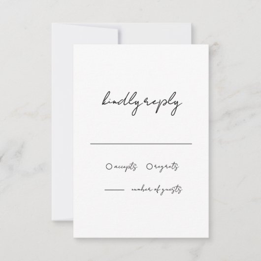 Minimalistische Schwarz-Weiß-Hochzeit RSVP Karte (Vorderseite)