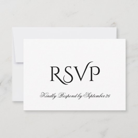 Minimalistische Schwarz-Weiß-Hochzeit RSVP Karte (Vorderseite)
