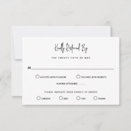 Minimalistische Schwarz-Weiß-Hochzeit RSVP Karte