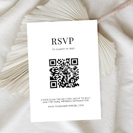 Minimalistische Schwarz-Weiß-Hochzeit RSVP Karte