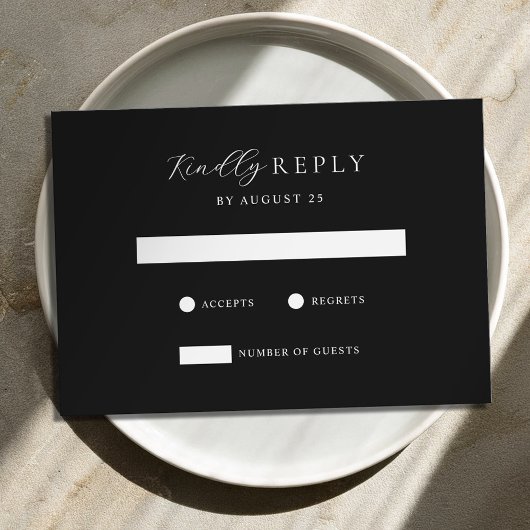 Minimalistische Schwarz-Weiß-Hochzeit RSVP Karte