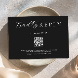 Minimalistische Schwarz-Weiß-Hochzeit RSVP Karte