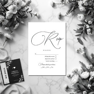 Minimalistische Schwarz-Weiß-Hochzeit RSVP Karte
