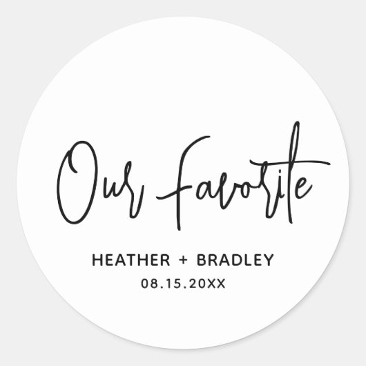Minimalistische Schwarz-Weiß-Hochzeit Runder Aufkleber (Vorderseite)