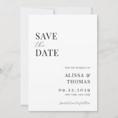 Minimalistische Schwarz-Weiß-Hochzeit Save The Date (Vorderseite)