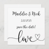 Minimalistische Schwarz-Weiß-Hochzeit Save The Date (Vorne/Hinten)