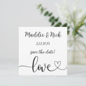 Minimalistische Schwarz-Weiß-Hochzeit Save The Date (Stehend Vorderseite)