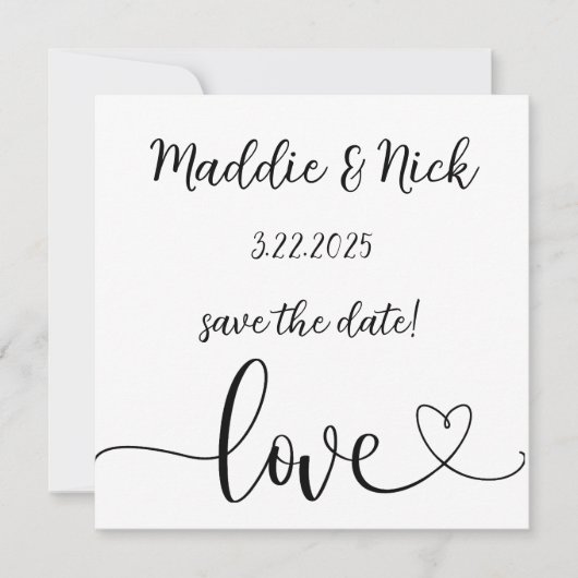 Minimalistische Schwarz-Weiß-Hochzeit Save The Date (Vorderseite)