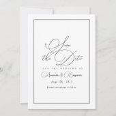 Minimalistische Schwarz-Weiß-Hochzeit Save The Date (Vorderseite)