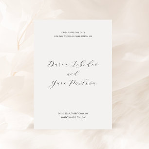 Minimalistische Schwarz-Weiß-Hochzeit Save The Date
