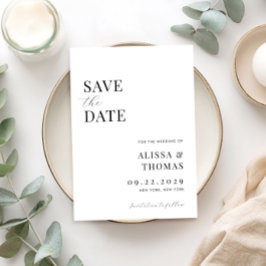 Minimalistische Schwarz-Weiß-Hochzeit Save The Date