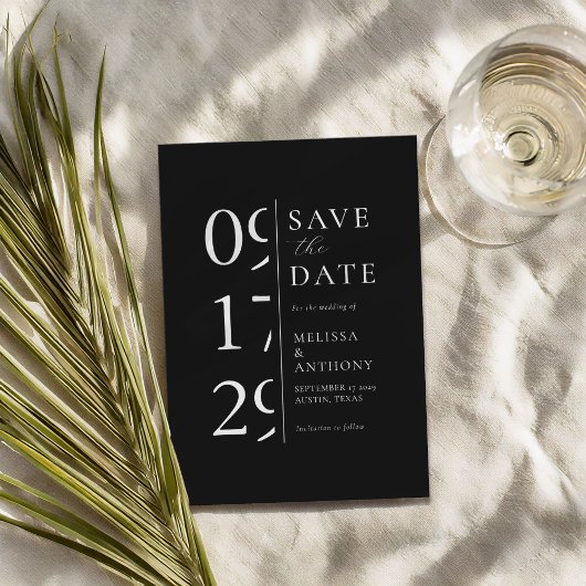 Minimalistische Schwarz-Weiß-Hochzeit Save The Date
