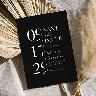 Minimalistische Schwarz-Weiß-Hochzeit Save The Date