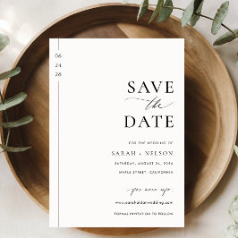 Minimalistische Schwarz-Weiß-Hochzeit Save The Date