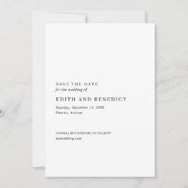 Minimalistische Schwarz-Weiß-Hochzeit Save The Date