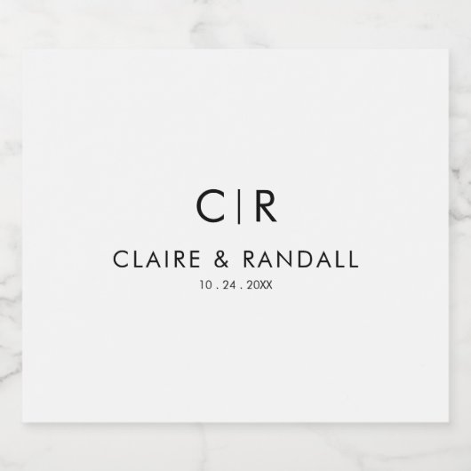 Minimalistische Schwarz-Weiß-Hochzeit Schaumweinetikett (Einzelnes Label)