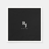 Minimalistische Schwarz-Weiß-Hochzeit Serviette (Vorderseite)