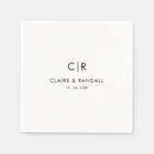 Minimalistische Schwarz-Weiß-Hochzeit Serviette (Vorderseite)