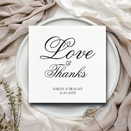 Minimalistische Schwarz-Weiß-Hochzeit Serviette