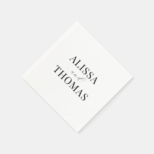 Minimalistische Schwarz-Weiß-Hochzeit Serviette (Ecke)