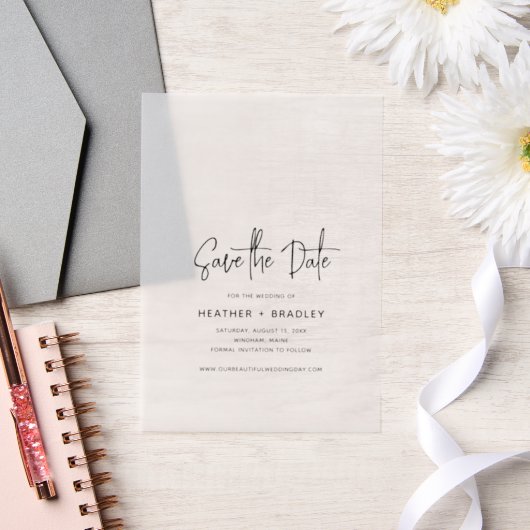 Minimalistische Schwarz-Weiß-Hochzeit speichern Si Pergament Einladungen (Hochzeit)