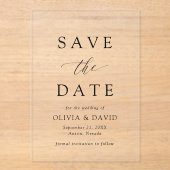 Minimalistische Schwarz-Weiß-Hochzeit speichert da Acryleinladungen (Vorderseite)