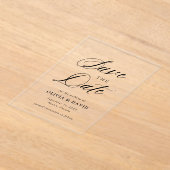 Minimalistische Schwarz-Weiß-Hochzeit speichert da Acryleinladungen (Ablage )